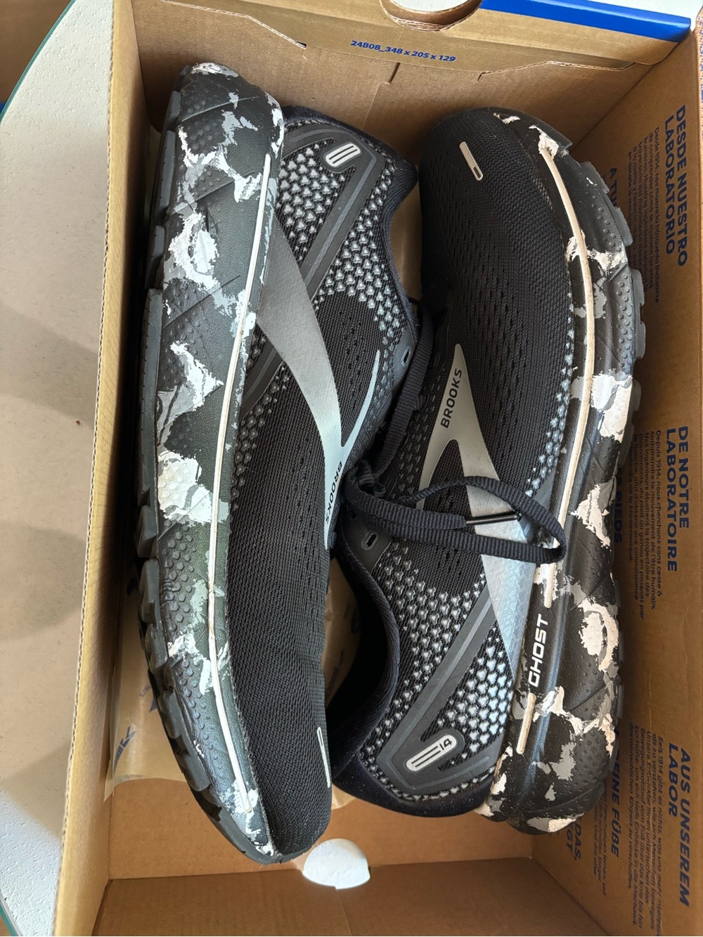Brooks Ghost Men’s Running Shoes - Black/White Camo, Size 11.5, New in Box